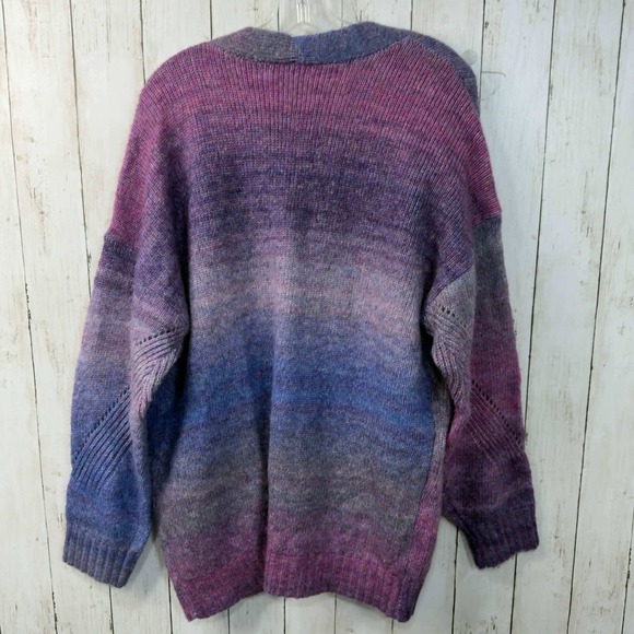 Retrology Women's Ombre Soft Knit Cardigan Purple Blue Pockets Size XL - Picture 3 of 5